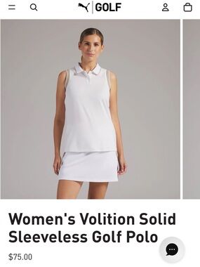Puma Women's White Sleeveless Golf Polo